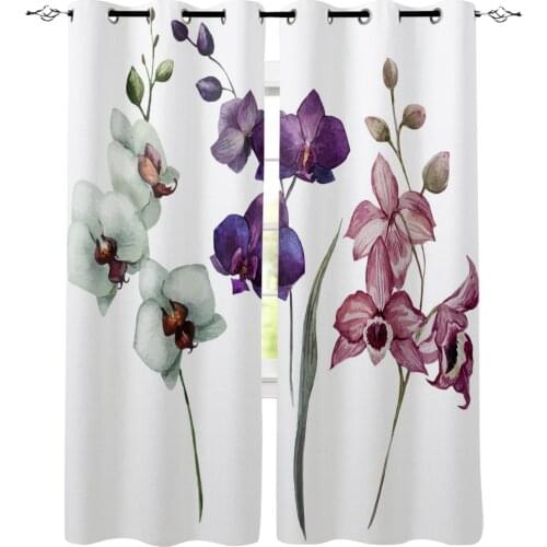 Colorful Orchid Flower Plant Art Window Treatments Curtains Valance Window Curtains Living Room Bathroom Curtains Kitchen Drapes