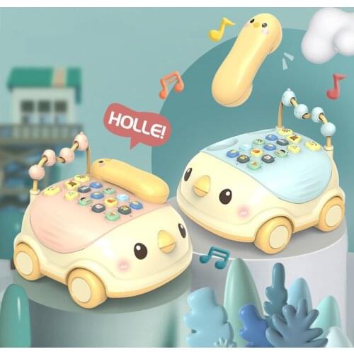 Baby Montessori Telephone For Kids Xmas Education Gifts Toddler 0 24 Months Sound Light Cartoon Chick Mobile Phone Car Toys