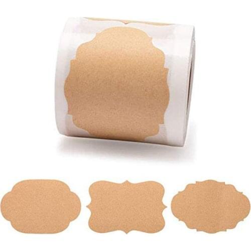 1 Roll (300pcs) Mason Jar Glass Bottle Adhesive Labels Blank Natural Kraft Sealing Sticker For Cake Baking Packing