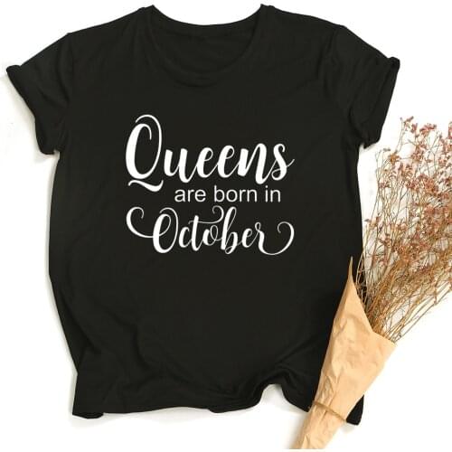 Queens Born In March June January Months Women Birthday T-shirt Harajuku Aesthetic Short Sleeve Tees Female Tops 6KSC