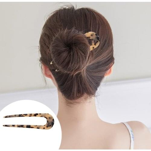 CHIMERA Classic Leopard Print Hair Sticks Bun Hairpins Retro Simple U-Shape Updo Hair Fork Clips Women Styling Tool Accessories
