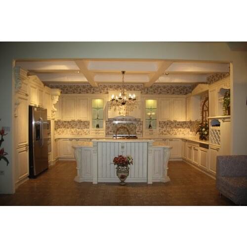 China Manufacturer Customized Design Classical Solid Wood Kitchen Cabinet