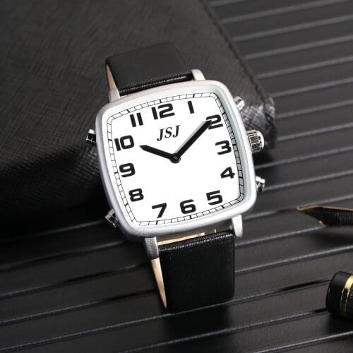 Square Spanish Talking Watch with Alarm,White Dial TSSW-18S