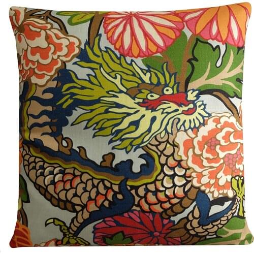 Lplpol Canvas Pillow Cover Chiang Mai Dragon Cushion Aqua Indoor Outdoor Pillow Cover 16 x 16 Inch for Living Room,Couch and Bed
