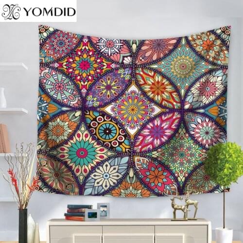 Mandala Tapestry Wall Hanging Tapestries Irregular Printed Flower Pattern Carpet Home Decor Beach Towel Blanket Tapestry Tapiz