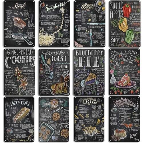 Fast Food Cookie Hot Dog Metal Tin Sign Vintage Metal Plaque Retro Poster Home Decor Bar Bistro Cafe Wall Sticker Iron Painting