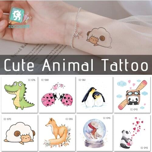 Cute Animal Waterproof Temporary Tattoo Sticker Cartoon Panda Sheep Snake Design Men Women Fake Taty Small Size 6x6cm