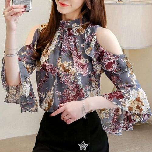 Fashion Women Chiffon Floral Tshirt Short Sleeve Off-shoulder Tshirt Sweet Ruffles Summer Women Tshirt Camiseta Mujer Verano #G3