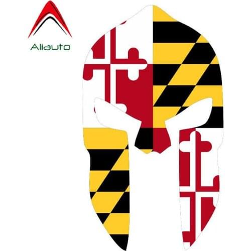 Aliauto Fashion Car Stickers Cool Spartan Helmet State of Maryland Vinyl Decal for Opel Astra H Jdm Vw Polo Lada ,16cm*9cm