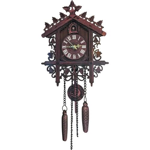 Cuckoo Wall Clock Hanging Handcraft Wall Clock Decoration Art Vintage Bird Swing Wood Cuckoo Clock
