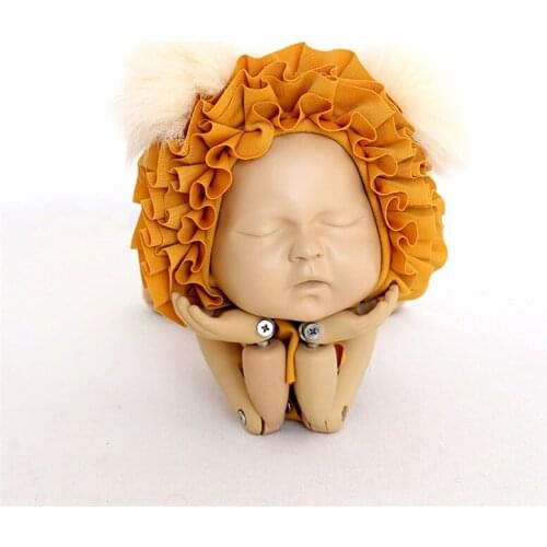 Newborn Teddy bear bonnet Hand knit Vintage Newborn Lion hat photography props Baby girl hat props