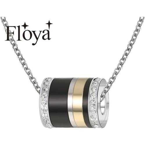 Floya Simple Titanium Stainless Steel Necklaces Pendants Layered Accessorie Trendy Women Spinner Original Summer Valentines Day