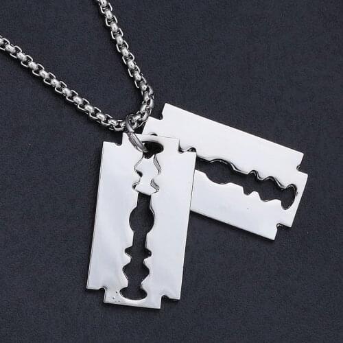 Fashion Vintage Charm Razor Blades Necklaces Men Jewelry Hip Hop Bergamot Pendant for Men