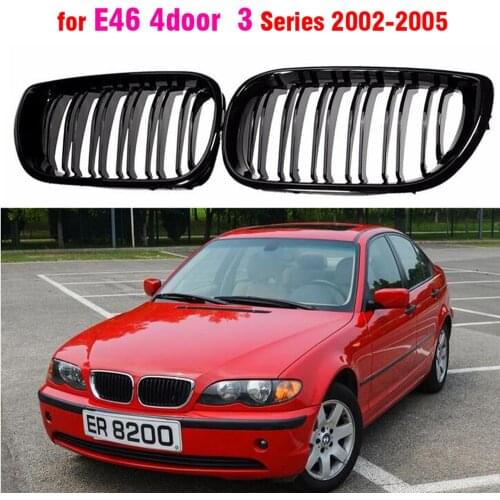 Front Center Bright Black Wide Kidney Hood Grille Grill For BMW E46 Saloon 4 Doors 3 Series 2002 2003 2004 2005 320i 325Xi 330Xi