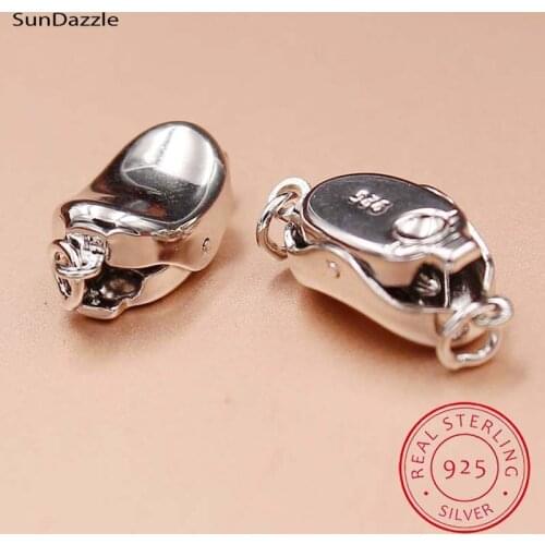 Genuine Real Pure Solid 925 Sterling Silver Bean Buckle Clasps Claw Pearl Necklace Bracelet Buckles Jewelry Making Findings