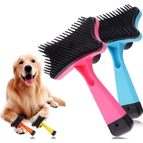 Pet Comb Improves Circulation Self Cleaning Slicker Brush for Dog and Cat Removes Undercoat Tangled Hair Massages Particle