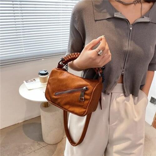 Luxury female bag trend chain shoulder bag soft leather solid color handbag 2021 summer new messenger bag brown sac