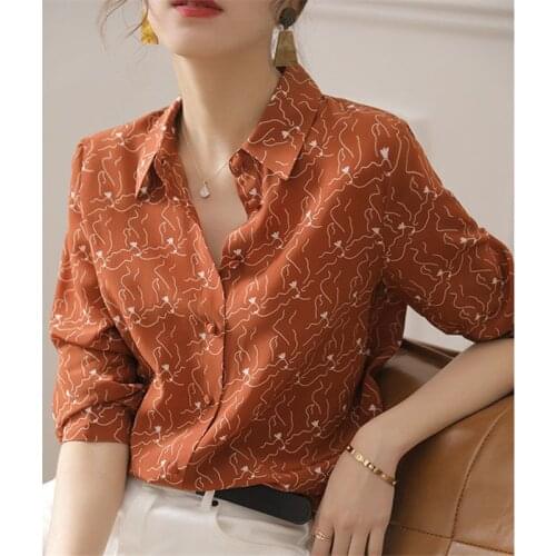 Long Sleeve Shirts Women Spring Autumn High-End Temperament Polo-Neck Chiffon Blouses Business Attire Tops Blusas MM0843