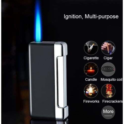 Blue Flame Rechargeable Butane Gas Windproof Cigarette Lighter Pressure Ignition Cigarette Lighter