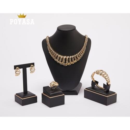 2019 Bridal Gift Nigerian Wedding African Beads Jewelry Set Brand Woman Fashion Dubai Gold Color Jewelry Set Wholesale Design