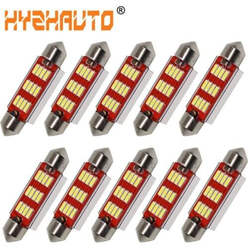 HYZHAUTO 10Pcs Constant Current Festoon 31mm 36mm 39mm 41mm Car LED Reading Lamp Bulbs Canbus C5W LED Auto License Plate Lights