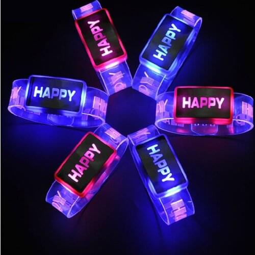 Led party HAPPY LED bracelet Light up Bracelet luminous bracelet for christmas party wedding decoration unicorn party