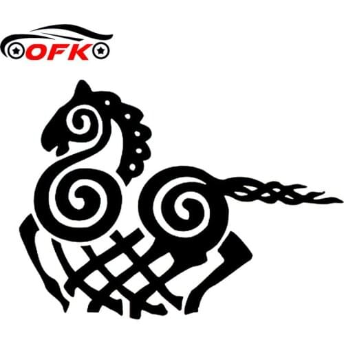 OFK Cartoon Viking Odin Horse Vinyl Decal Black/Silver Car Sticker Fashion Car-styling 12.7cm*9.4cm