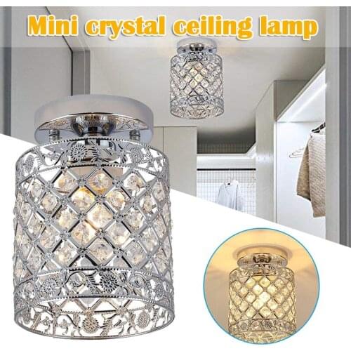 Iron Modern Style Decor Crystal Flush Mount Led Lamp Ceiling Lights Fixtures Crystal Chandelier Light For Hallway Kitchen