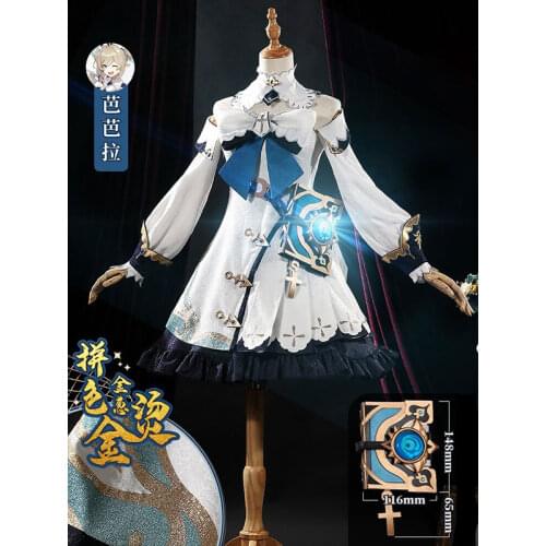 Game Genshin Impact Barbara Cosplay Costumes Girl Full Set Uniform Cosplay Anime Halloween Party Clothing Role Play Wig