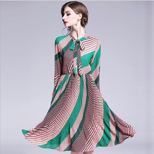 Female Pink Green Color Dress 2021 New Waist Slimming Bohemia Chiffon Dresses Large-line A-line Skirt Midi Skirts For Women