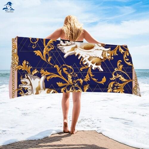 PHAYON Women Beach Towel Advanced Golden Europe Floral Plush Ultra Soft Super Absorbent Bathroom Bath Towels Microfiber Large