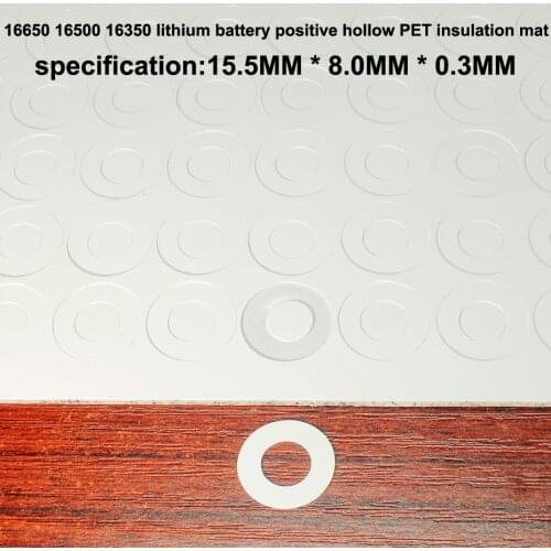 100pcs/lot 16340 16650 Lithium Battery Hollow Insulation Pad Positive Pet Plastic Tip Gasket Meson Diy 15.5*8.0*0.3MM