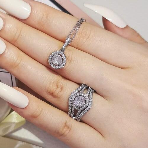 2pcs Pack Two Gift Real 925 Sterling Silver Jewelry Engagement Wedding Bridal for Brides Ring African J6290