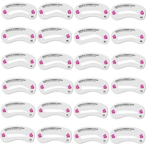 24 Styles Eyebrow Shaping Stencils Grooming Kit Makeup Shaper Set DIY Beauty Eyebrow Template Stencil Tool For Women