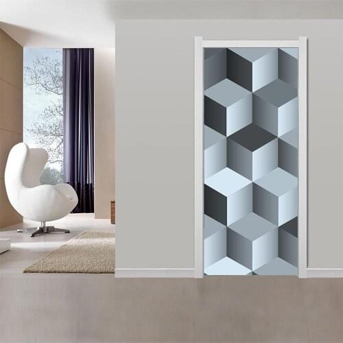 3D square door decoration PVC living room bedroom waterproof self-adhesive door stickers refurbished wall stickers