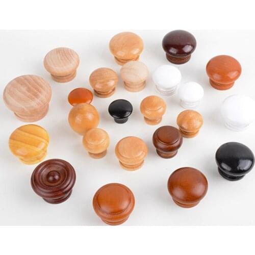 5pc/lot Solid wood furniture handles Wooden cabinet door handles Drawer round Wood single hole handles Elm round