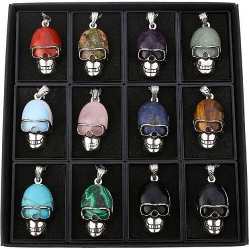 ASHMITA 12pc Natural Stone Crystal Pendants & Necklaces For Men Women Making Jewelry Fashion Mixed Charm Point Pendant