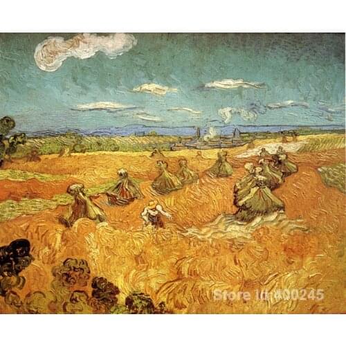 Famous Oil painting Wheat Stacks with Reaper Vincent Van Gogh reproductions Canvas Art High quality Hand painted