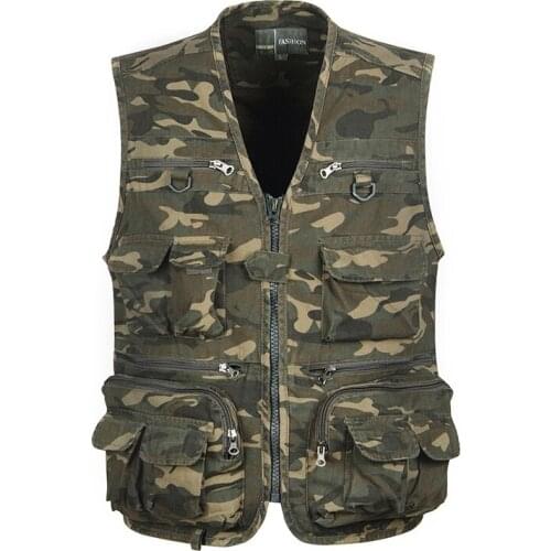 Camouflage Tactical Vest Men Army Green Multi Pocket Travel Photography Vests