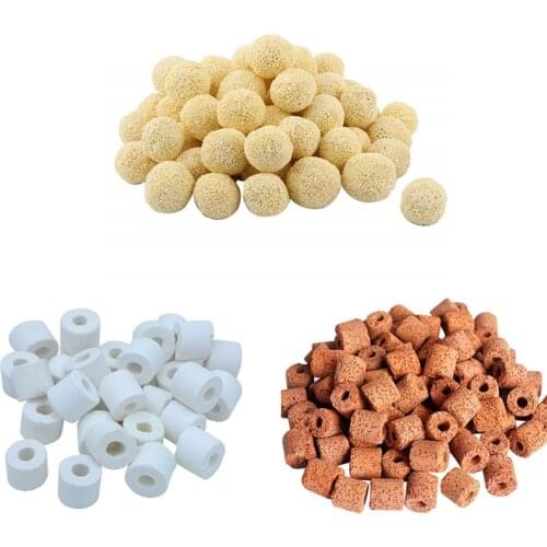 Ceramic Ring Aquarium Nitrifying Bacteria House Filter Media Fish Tank Pond Filter Bio Ball Ring Aquarium Filter Accessories