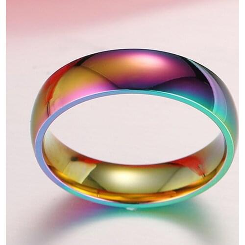 LGBT Rainbow Ring Gay Pride Colorful Men Women Titanium Stainless Steel Homosexual Couple Rings Jewelry Wedding Band Full Size
