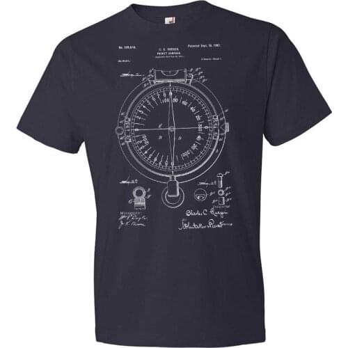 2018 Hot Sale New MenS T Shirt Pocket Compass T-Shirt Compass Shirt Compass Patent Camping Shirt Hiking Shirt O-Neck Tee