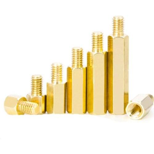 M3 Brass Hexagonal Pillars Single-head Standoff Spacer column single-pass stud main board isolated chassis 18mm-70mm L