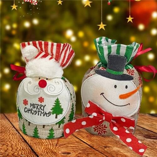 Fashion Variety Styles Christmas Gifts Ping Fruit Decoration Bag Christmas Eve Gift Bag Snowman Santa Pattern Bags