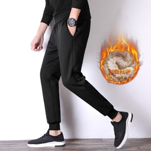 Mens Winter Pants Classic brand sweatpants super Warm Thick Pants cashmere Trousers For Men fleece Male long outdoors Pants men