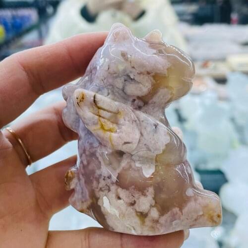New!!! Natural Sakura Agate River Horse Lovely Home Decoration