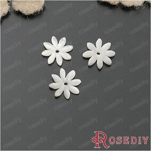 Wholesale 10mm Original Color Flower Natural Freshwater Shell Beads Diy Jewelry Findings Accessories 2 pcs(JM5699)