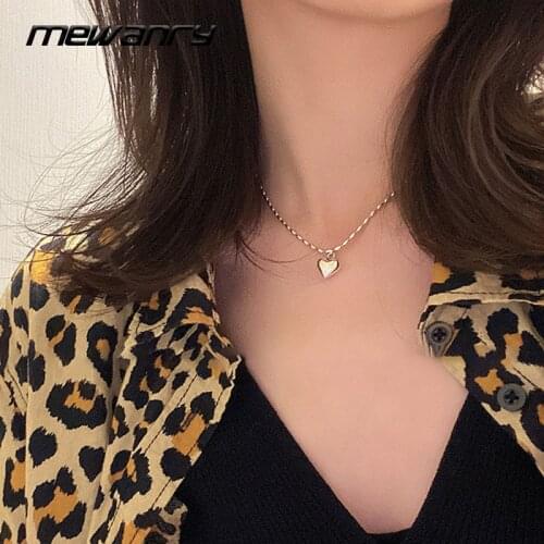 Mewanry 925 Sterling Silver Clavicle Chain Necklace for Women Popular LOVE Heart Pendant Vintage Party Jewelry Birthday Gifts