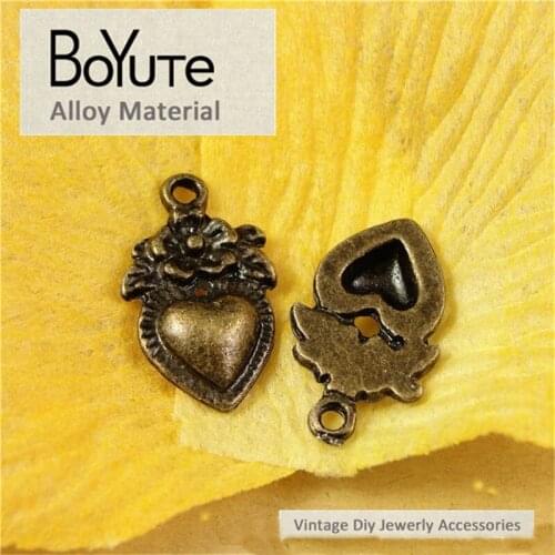 BoYuTe (100 Pieces/Lot) 18*11MM Antique Bronze Plated Heart Charms Diy Pendant Metal Jewelry Making Findings Accessories