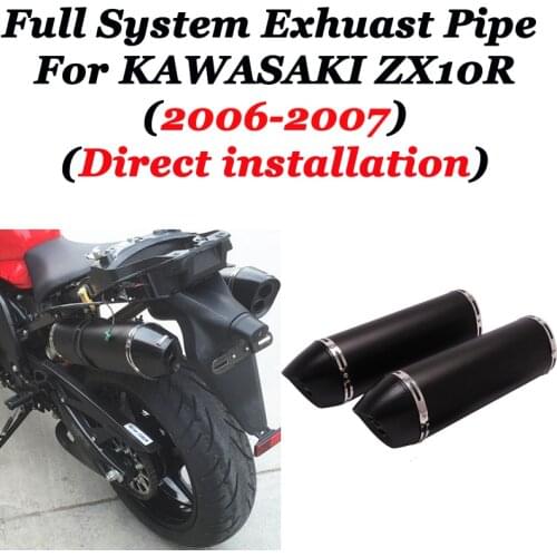 Full System Slip On For KAWASAKI ZX10R 2006 2007 Motorcycle GP Exhaust Pipe Escape Moto Modified Left Right 2 holes Muffler